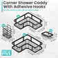 Corner Shower Caddy, Stainless Steel Shower Organizer Shelf with Soap Holder, Bottle Holder & Hook Wall-Mounted Shower Shelves with 16 Hooks, Bathroom Shower Rack (Black) 5pc