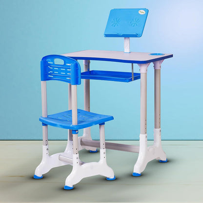 Study Desk and Chair Set Height Adjustable Children's Desk and Chair Set  Desktop with Reading Stand