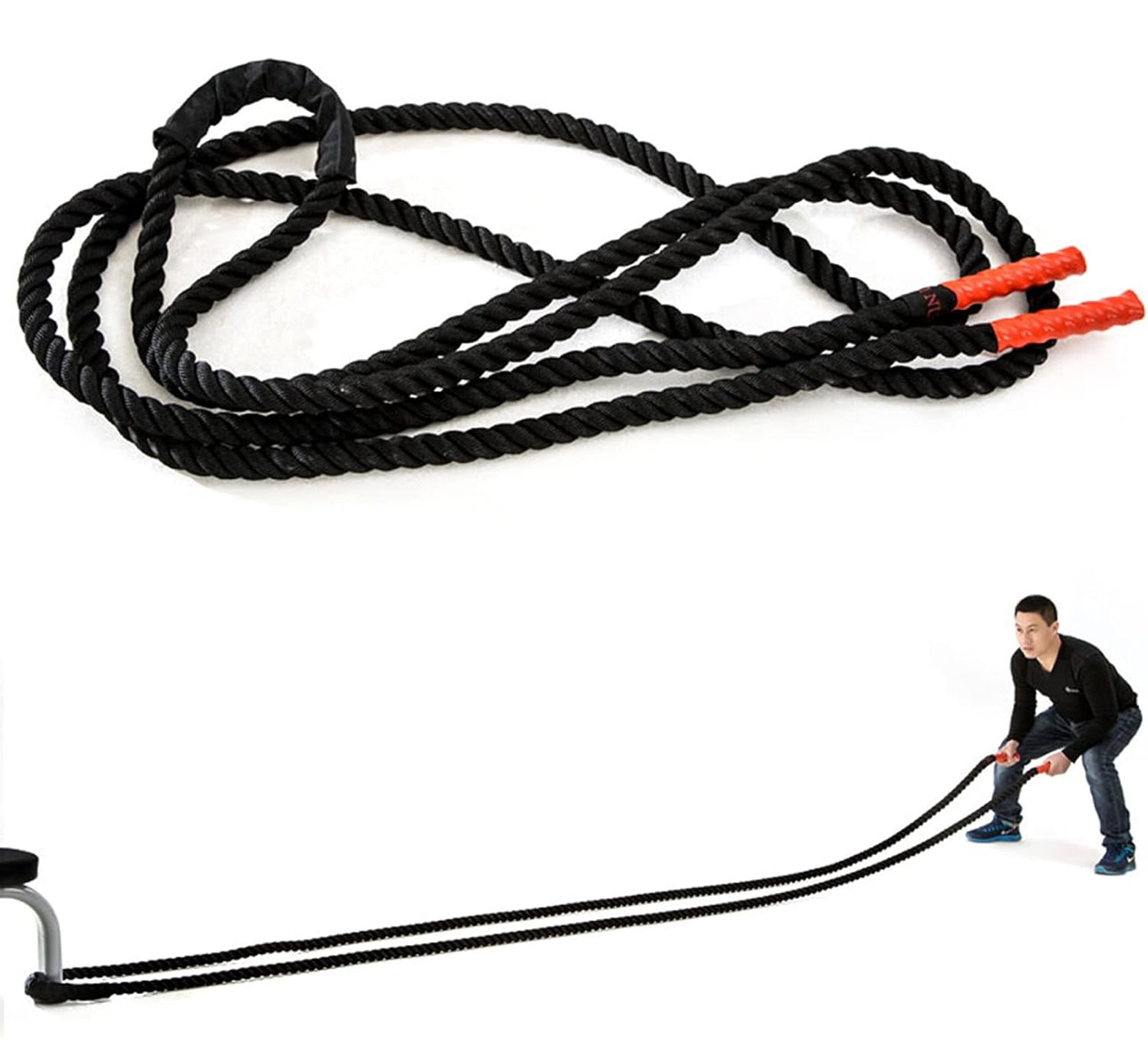 Battle Rope Outdoor Sports Battle Rope, Men's and Women's Physical Capacity Training Ropes, Rope Skipping, Rope Throwing, Bold 38mm is Wear-Resistant and Durable (Size : 9m)
