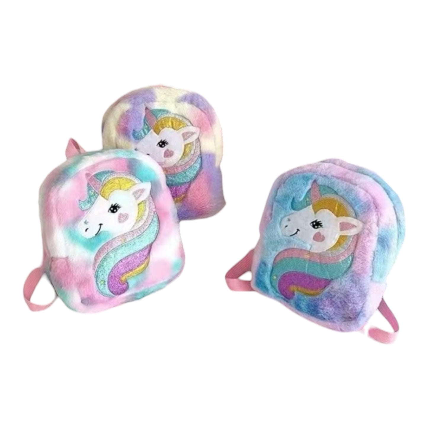 Toddler Girls Plush Backpack Kids Cartoon Unicorn Pattern School Bag Shoulder Bag