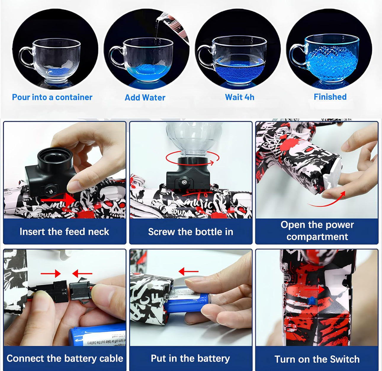 Gel Blaster Machine Gun Machine Gun M249 - Automatic Electric Water Ball Gun