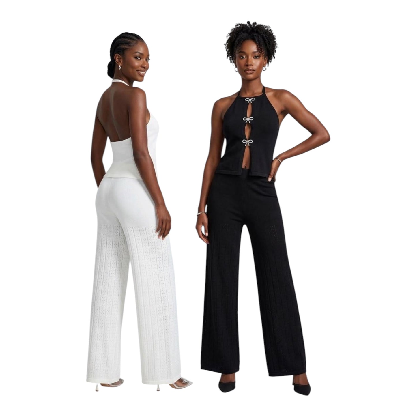 Ladies Chic Halter Top/Pants Set- Various Colours