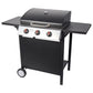 MHome Gas Grill 3 Burner With Cast Iron Grates, Thermometer And Side Shelves