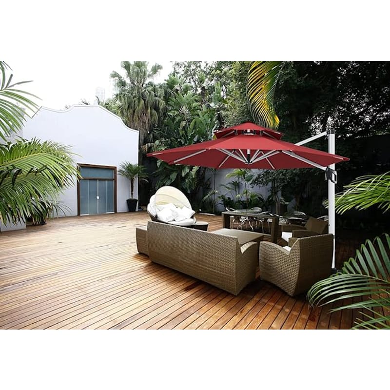 Weather-Resistant Cantilever Umbrella With LED Lighting