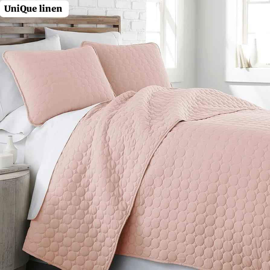 Quilt Set Queen Size, Elegant Square Pattern, Ultra Soft Lightweight Bedspreads & Coverlets, Quilted Bedding Sets 3 Pieces For All Season, 1 Quilt 2 Pillow - Various Colours