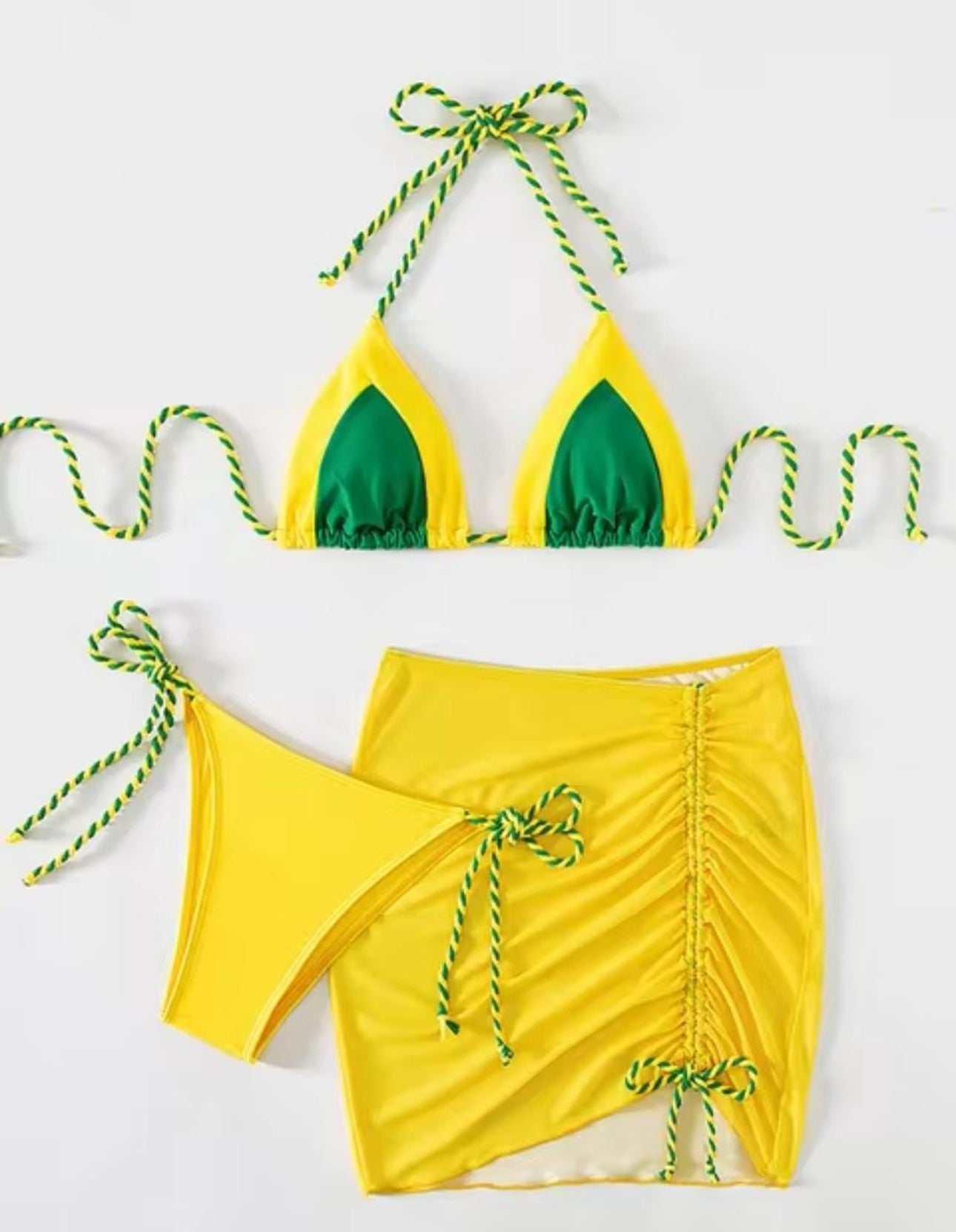 Ladies 3Pcs/Set Women Swimsuit Set Bra Panties Skirt Set Soft Slim Fit High Waist Quick Dry Bathing Suit Various Colours