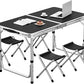 MFURN Portable Aluminium Folding Table & 4 Chair Set-Various Colours