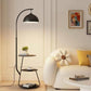 MHome  3-in-1 Arc Floor Lamp with Side Table & Storage Shelf
