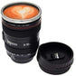 Camera Lens Coffee Mug | Steel Insulated Travel Tea Cup, Thermos Flask 400 ML, Black.