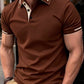 Mens Polo Style Shirts Casual V Neck Textured Slim Fit Solid Short Sleeve Cotton Knit Soft Tees Activewear-Various Colours