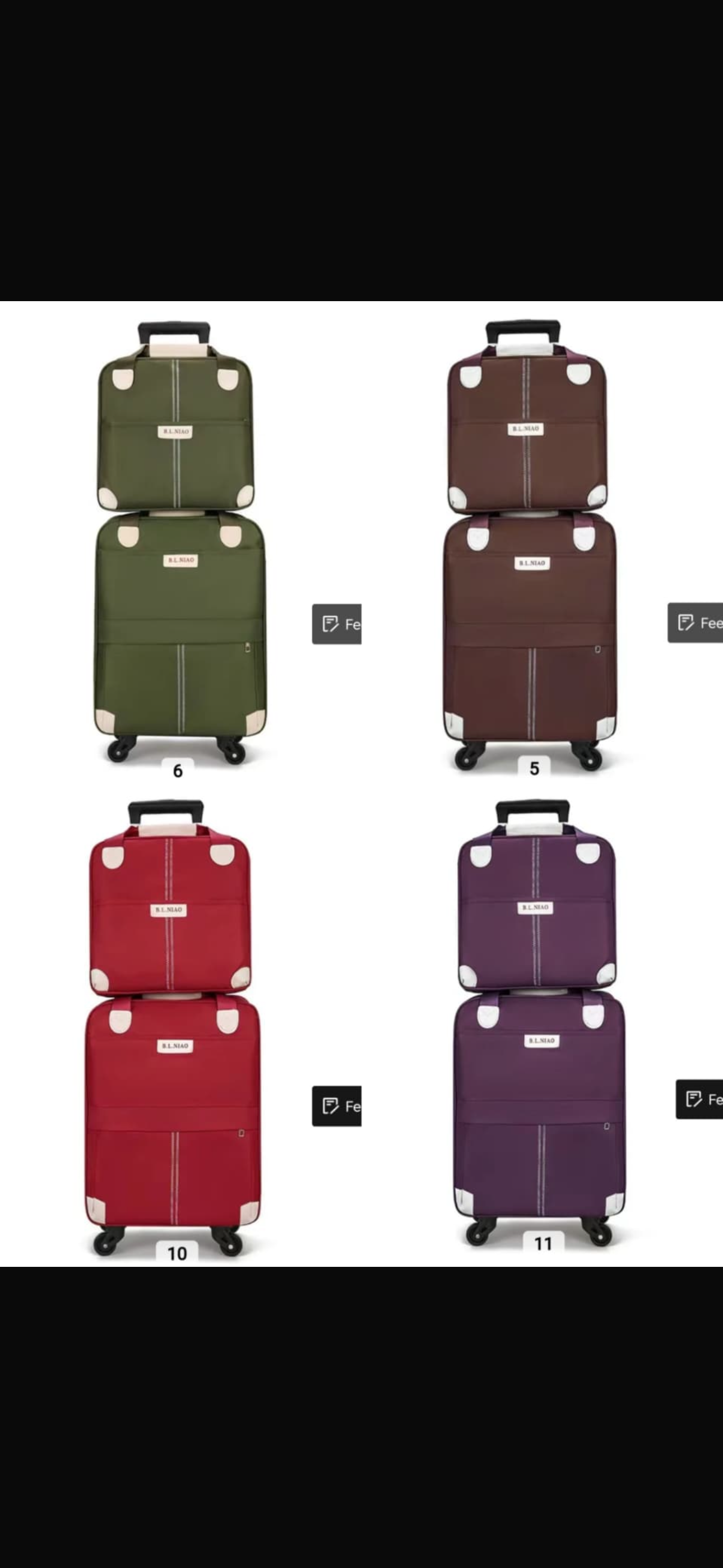 Two-Piece Oxford Cloth Travel Trolley Bag - Various Colours