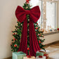 Christmas Tree Topper Bow, Extra Large Red Velvet Bows for Home Christmas Tree Toppers Wreath Wall Room Party Holiday Decor 60x180cm