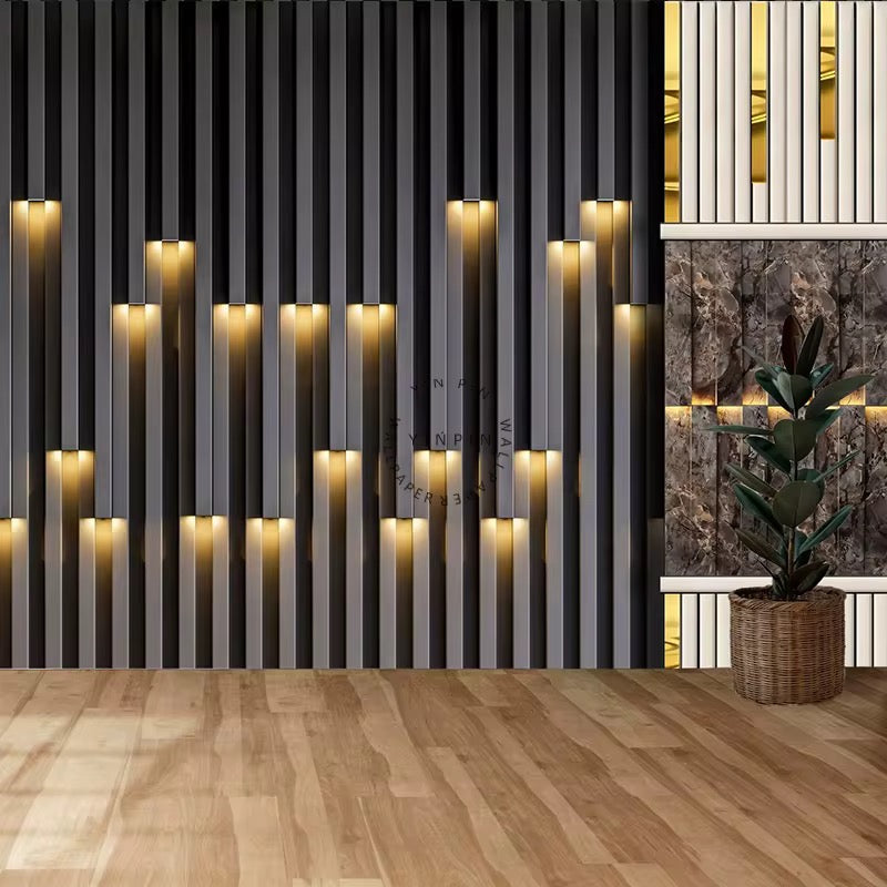 MHOME 3D Modern WPC Wall Panels With LED Lights