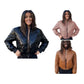 Ladies Cropped Faux Leather Bomber Jacket-Various Colours