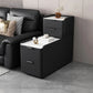 MFURN Modern Simple Style Rectangular White Sintered Stone Side Table with Block Base and 4 Drawers
