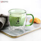 Double Wall Cartoon Bear Shape Glass Mug