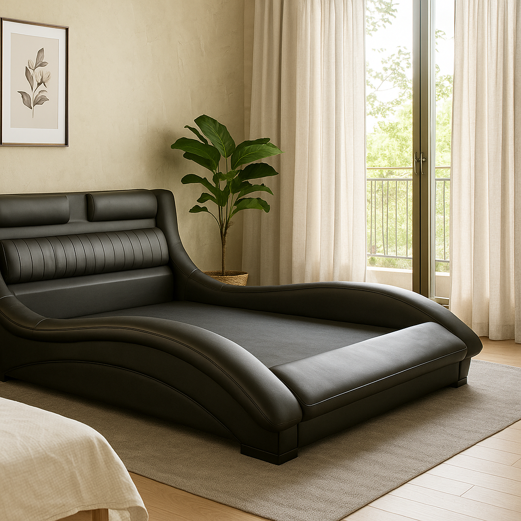MFURN Caley Designer Sleigh Bed-Various Colours