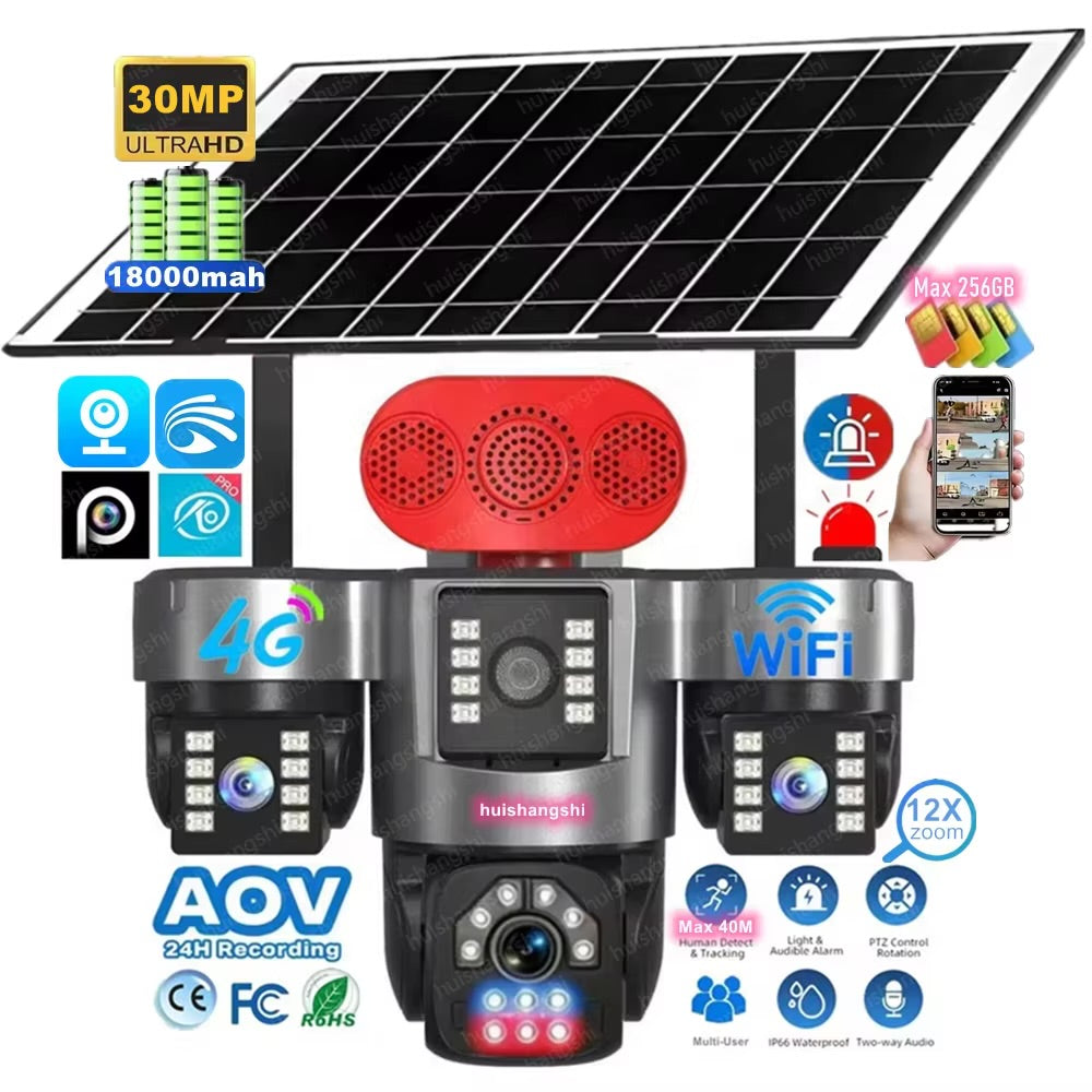 MHome Smart Solar Security Camera 3 Lens 6K