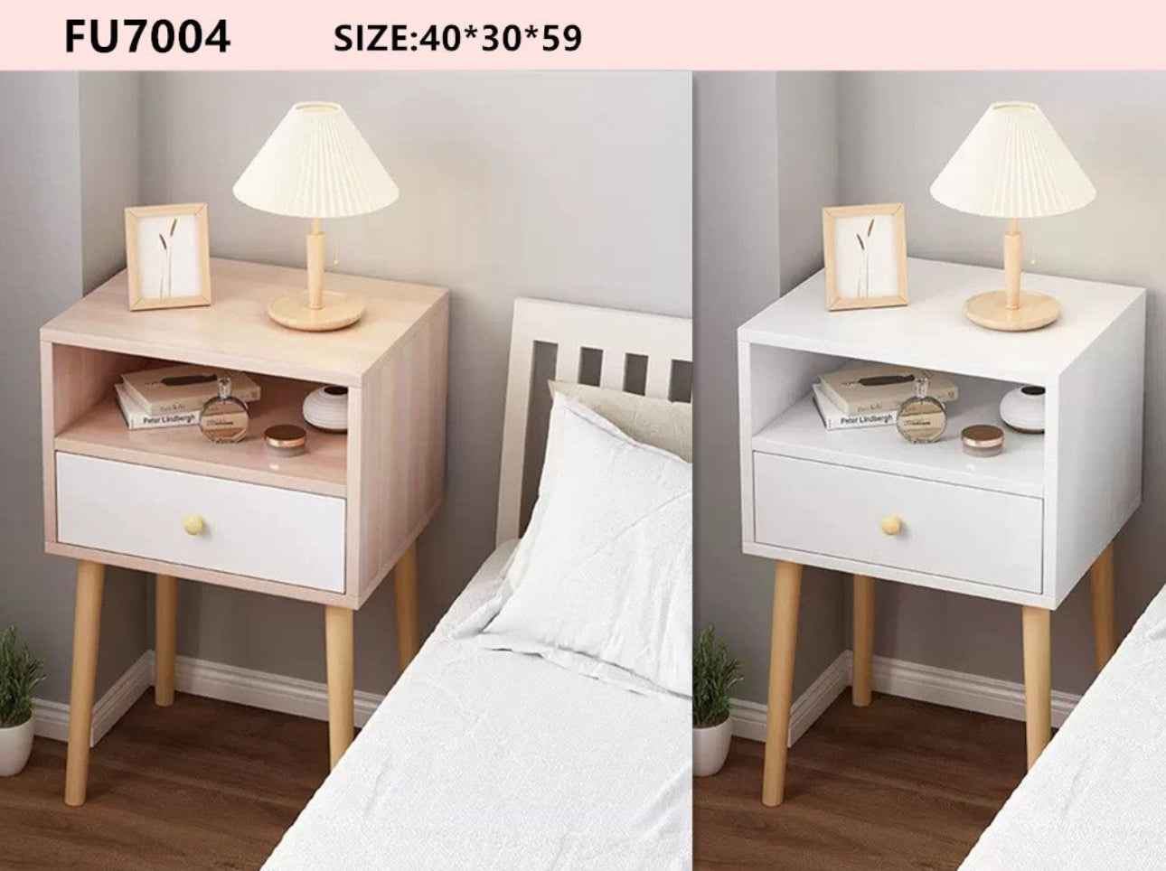 MFurn Nordic Dresser – Small Bedside Table with Drawer & Nightstand