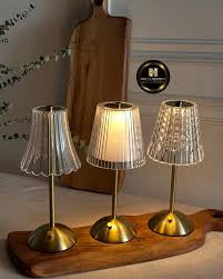 MTech Nordic Crystal Rechargeable Table Lamp LED Bar Lamp Touch Dimmable Golden Desk Lamp Living Room Bedroom-Various Options