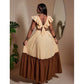 Ladies Two-Tone Ruffle-Sleeve Tiered Maxi Dress-Various Colours