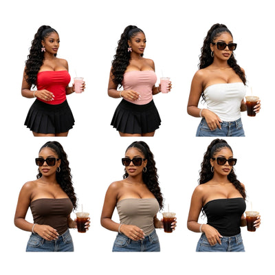 Ladies Strapless Bandeau Tube Tops-Various Colours