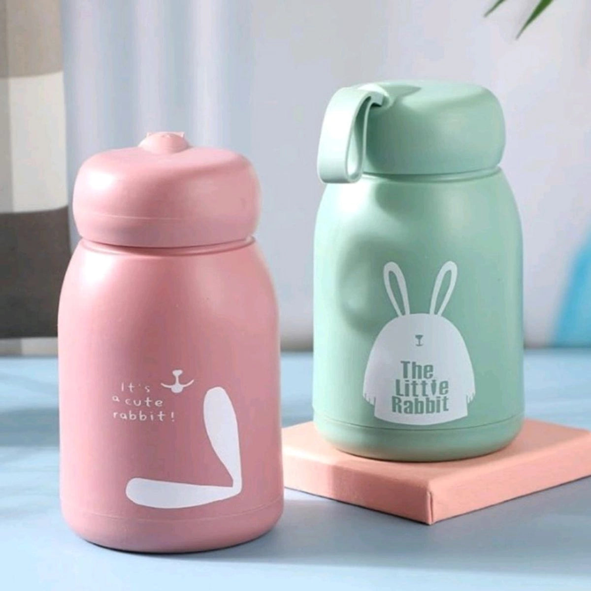 MHome Rabbit Themed Glass Bottles With Plastic Lamination 360ml-Various Colours