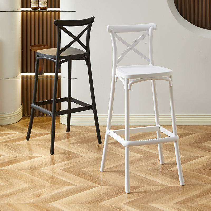 MFurn Resin Cross Back Bar Chair – Modern Bar Stool with Backrest for Dining Room & Kitchen