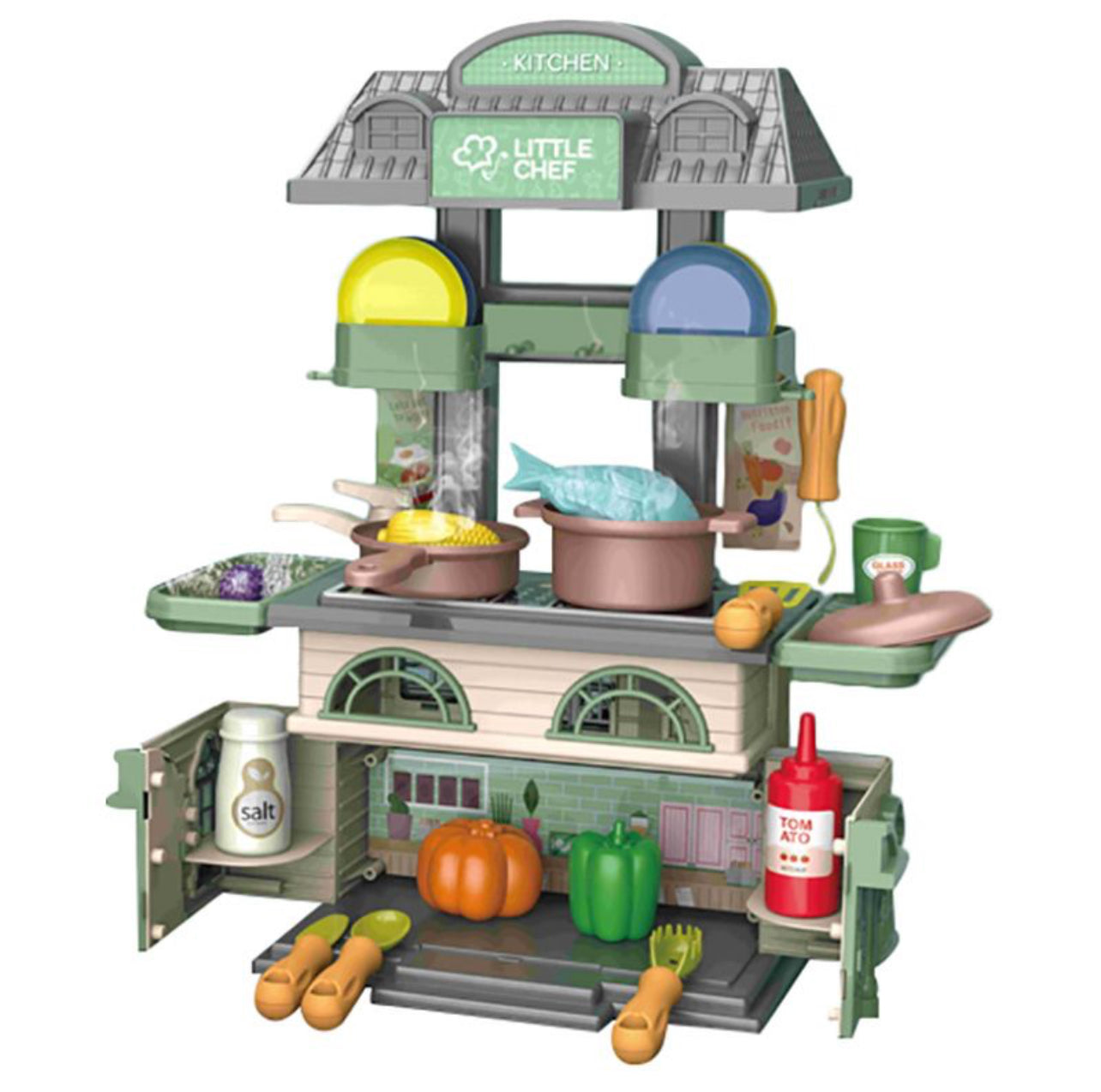 2-in-1 DIY Play House Villa & Kitchen