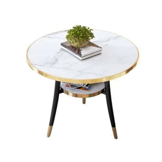 Modern Nordic Style Side/Coffee Table With Gold Trim 2pc Set