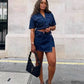 Ladies Cropped Denim Top/Skirt 2pc
