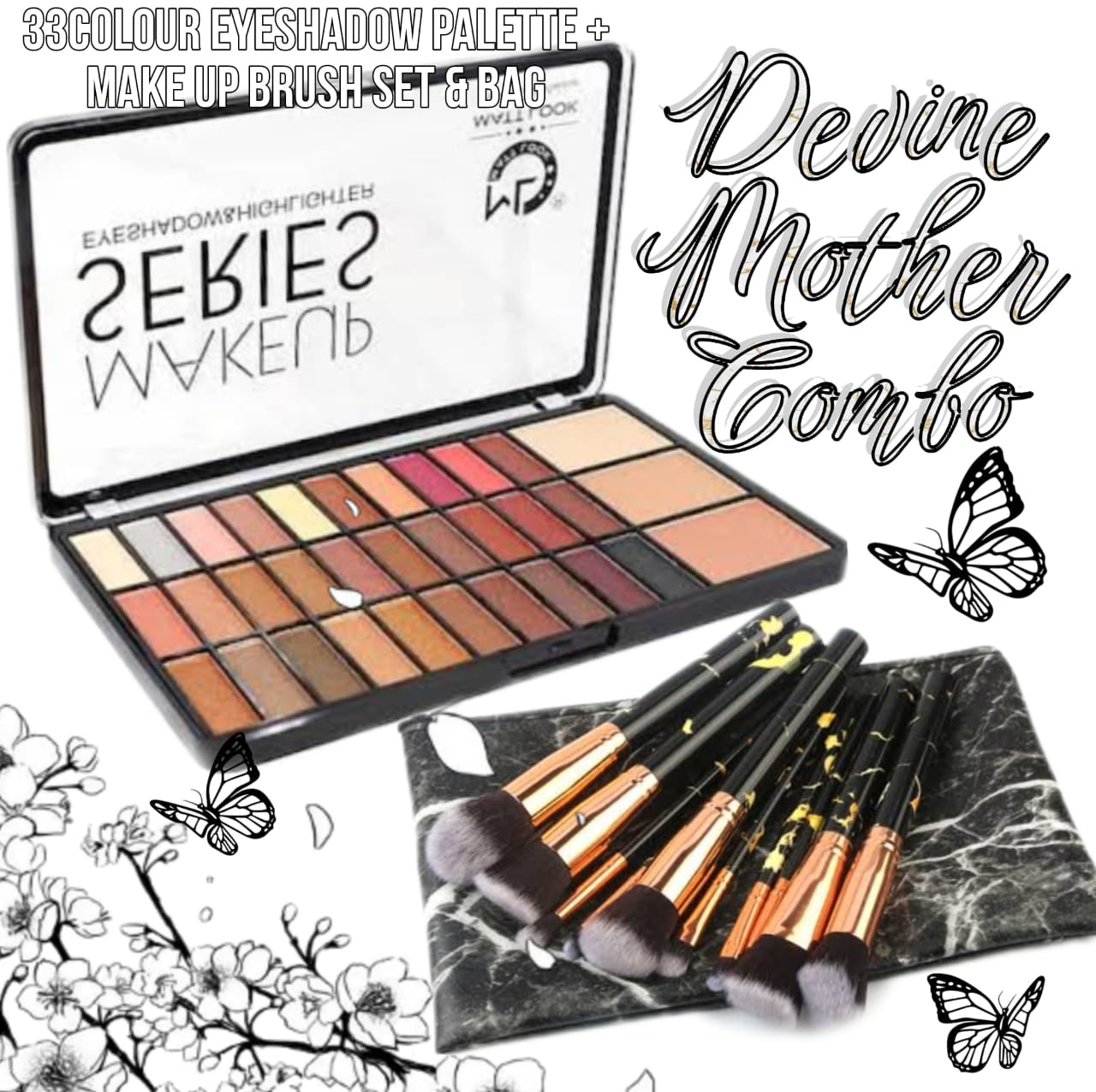 Devine Mother Combo 33pc EyeShadow Palette Inc Brush Set & Bag
