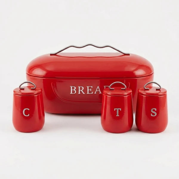 MHome 4-Piece Vintage Style Bread Bin And Canister Set-Various Colours