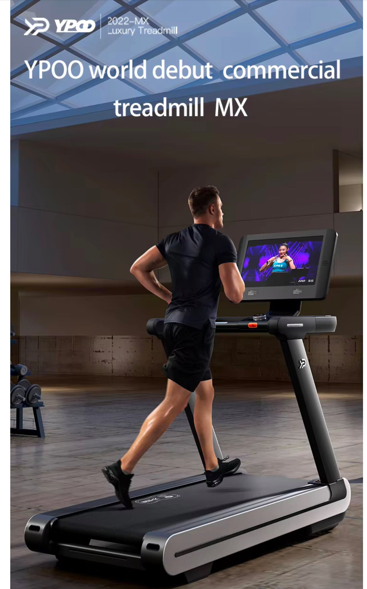 Pro-Sportz MX Commercial Treadmill 21.5” HD Touch Screen, Bluetooth, AC Motor, RF-Pro Suspension & Auto Incline For Premium Fitness