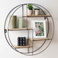 MHome Industrial Style Round Floating Shelf | 4 Shelves Wall Mounted Storage Shelf for Living Room Bedroom Office Decoration | MDF Shelving unit | Display Rack