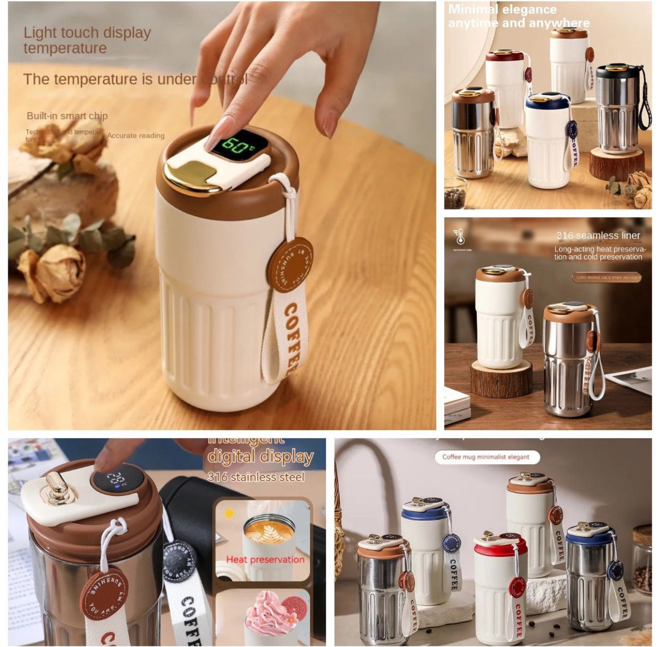 Smart Vacuum Flask Water Digital Vacuum Led Temperature Display Hydroflask Portable Travel Leak Proof Coffee Mug For Camping