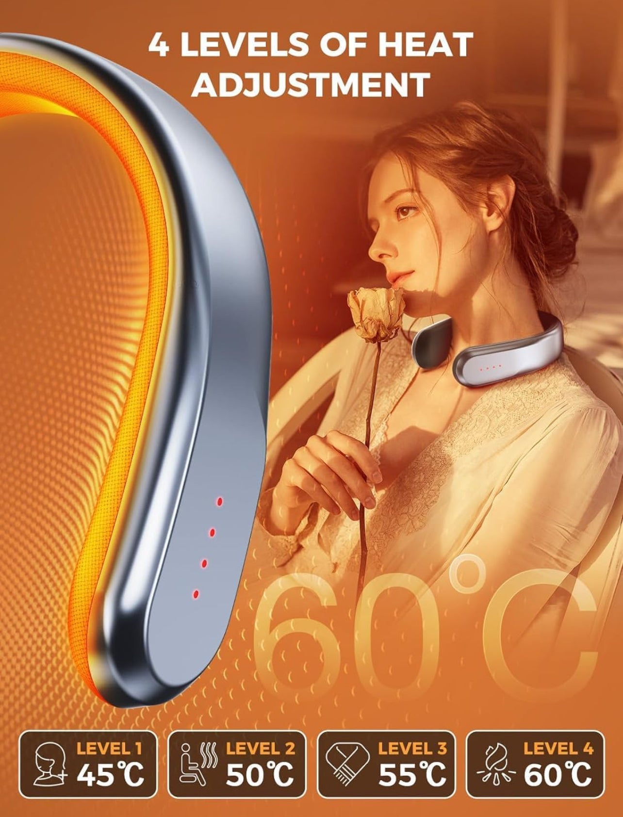 Handy Heater Neck Warmer Rechargeable - Wearable Neck Heater for Cold Winters, 4 Heat Comfort-Heat Technology, Personal Heater, Rechargeable, Machine Brush/PTC Heating Electric