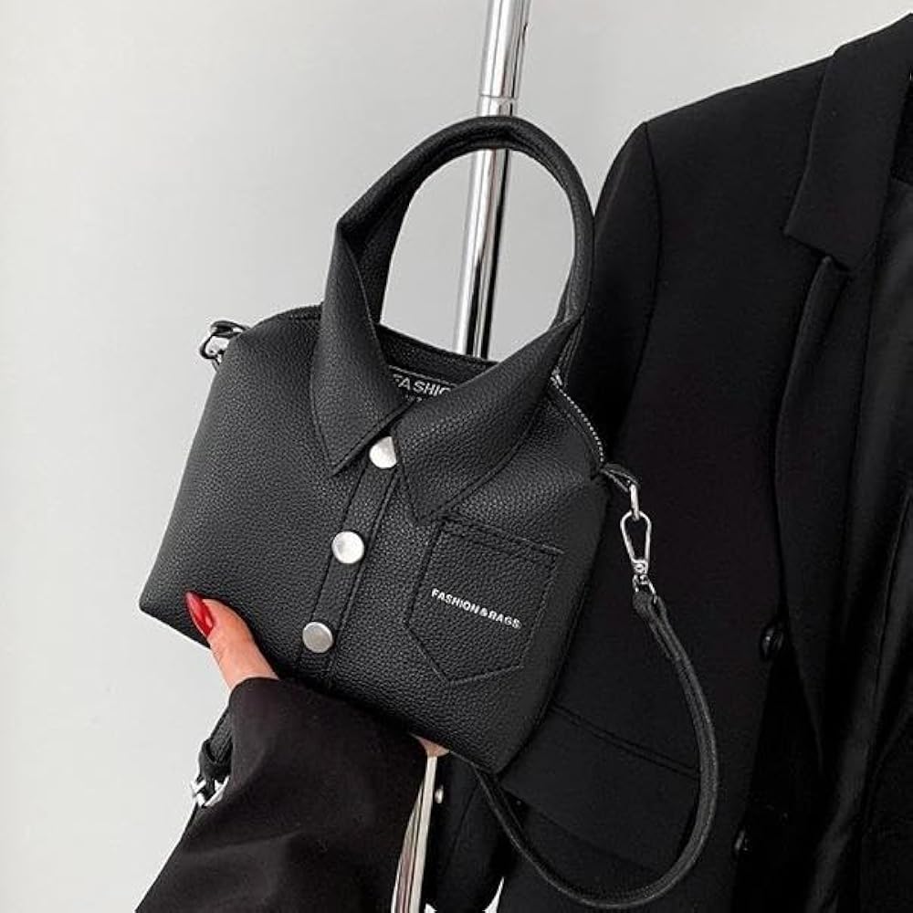 Trendy Shirt Shape Women Handbag Crossbody Shoulder Bag with Detachable Strap | Designer Fashion Top Handle Tote Purse for Girls & Ladies | PU Leather Casual Office Party Sling Bag