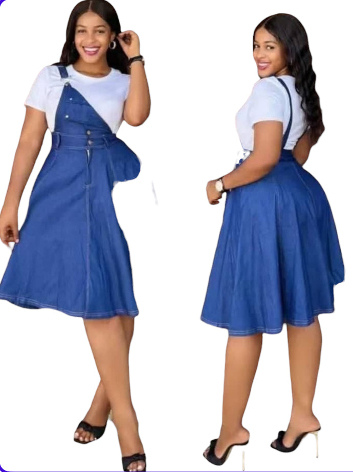 Ladies Denim Dungaree Dress
