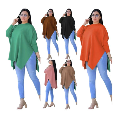 Ladies Oversized Asymmetrical Poncho-Various Colours