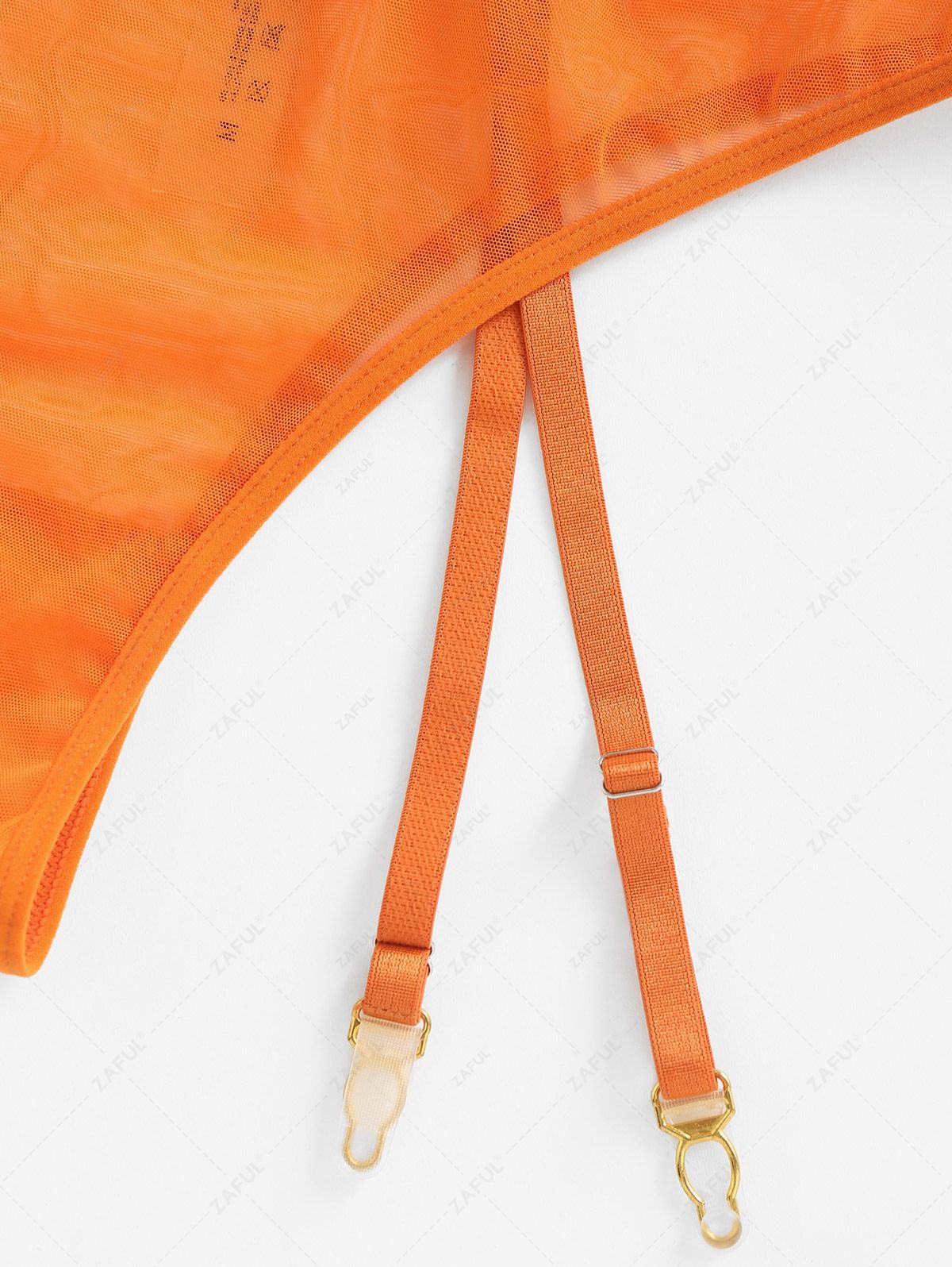 Garter Underwire Corset Style Lingerie Set - Orange Size S-XL