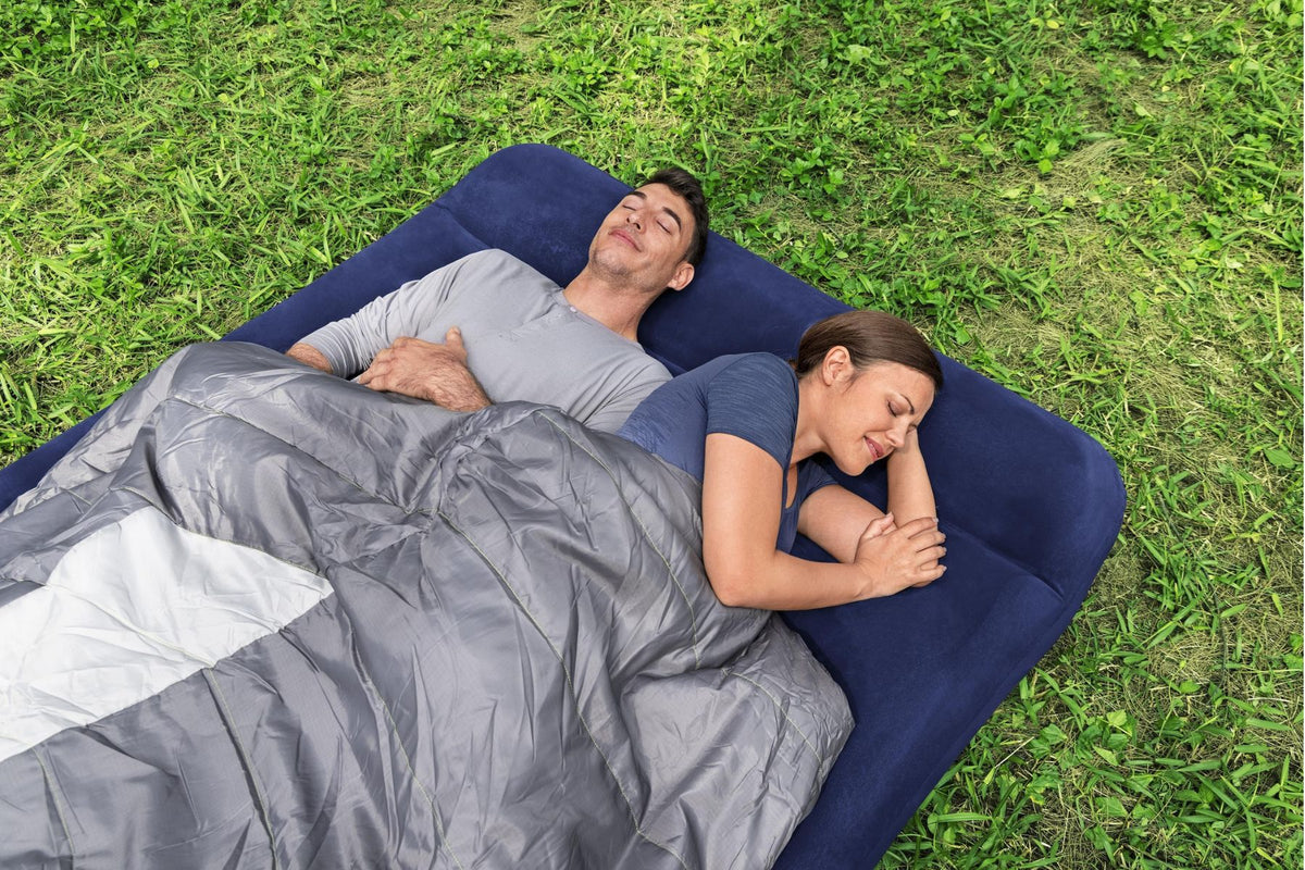 Bestway Double Flocked Airbed – Inflatable Mattress with Built-In Foot Pump