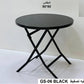 MFurn Round Glass Top Folding Table – Black Iron Frame (Various Sizes)