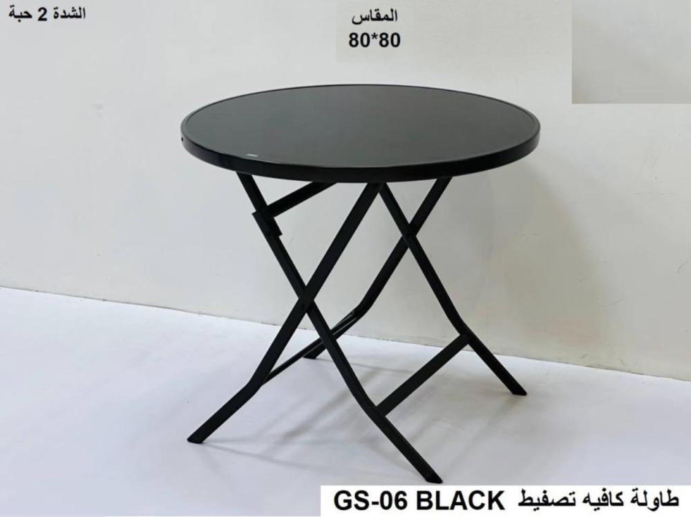 MFurn Round Glass Top Folding Table – Black Iron Frame (Various Sizes)
