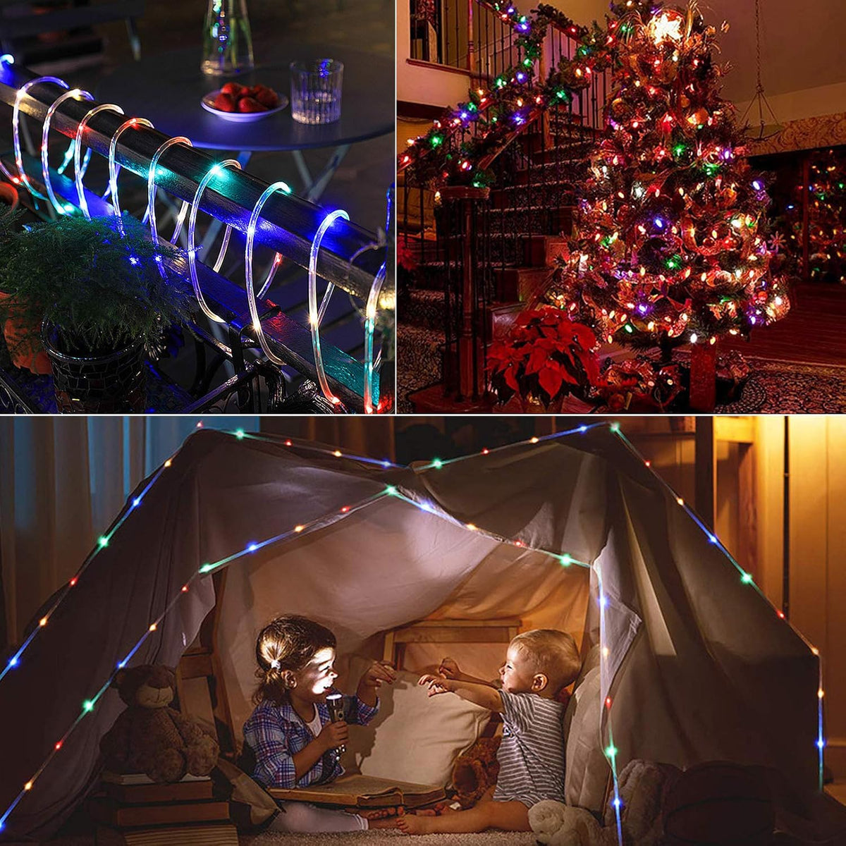 Solar Powered Tube Light Copper Wire RGB 500LED