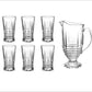 MHome 7pc Crystal Water Jug Set – Glass Pitcher with 6 Tumblers