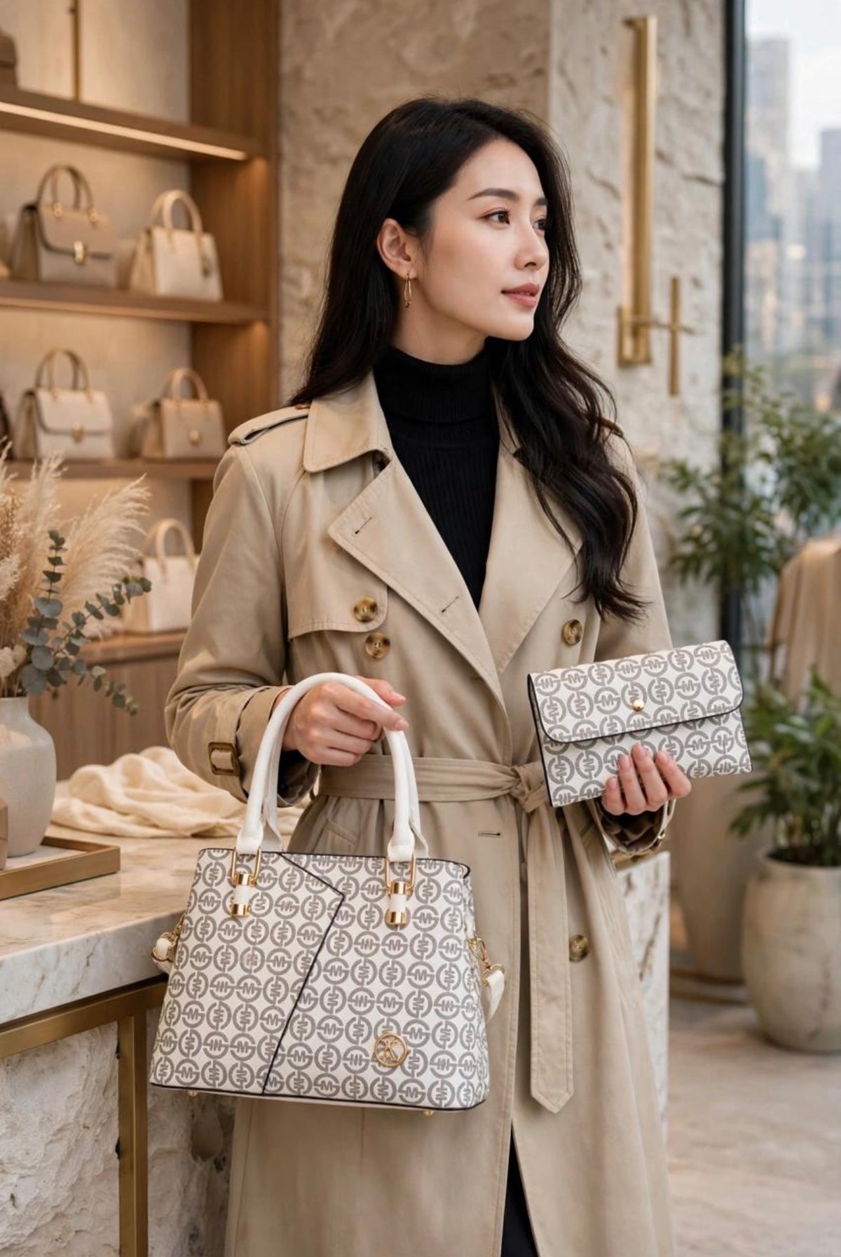 Ladies Elegant Vintage Style 2pc Handbag Set-Various Options
