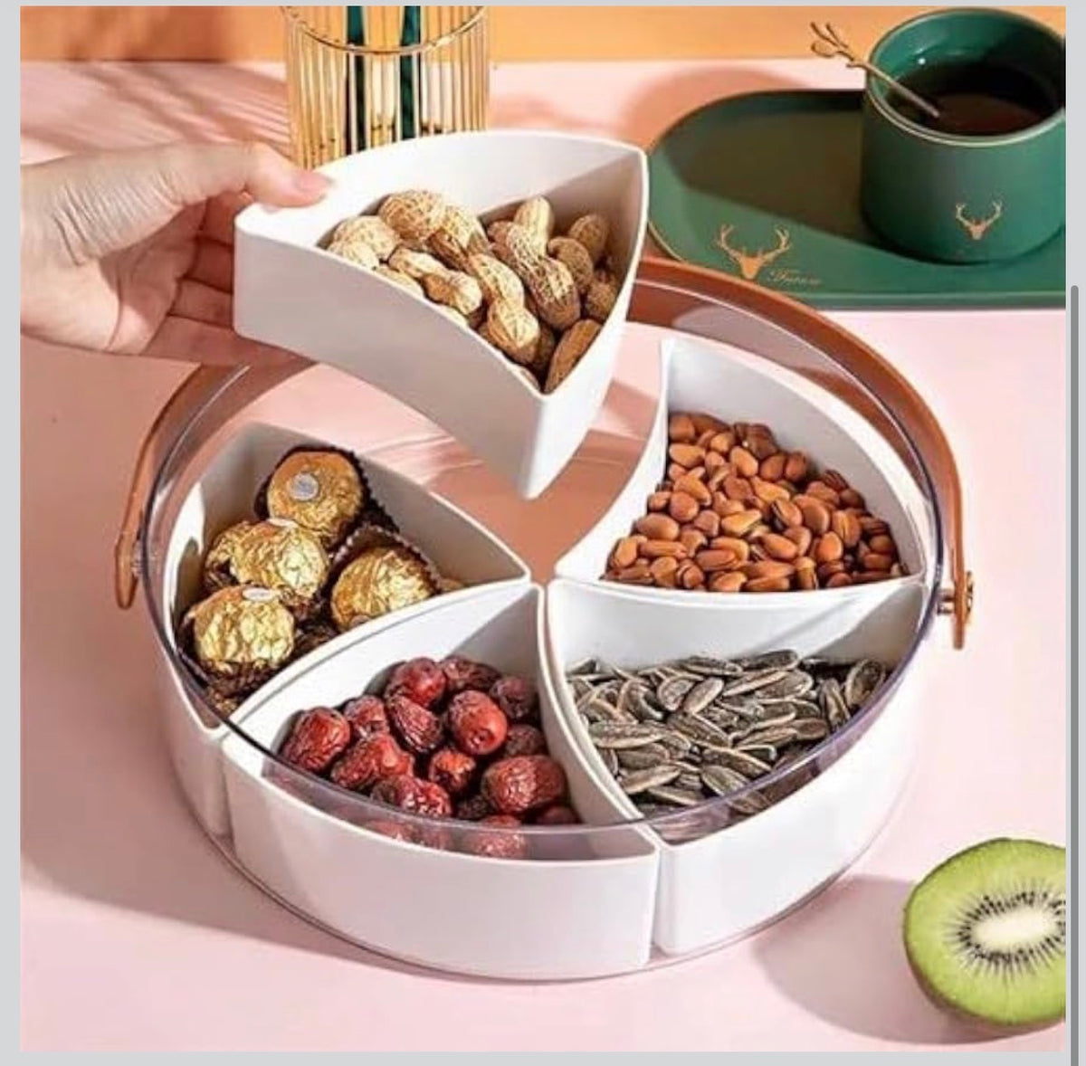 MHome  Serving Platter Set with 5 Compartments, Sectional Snack Tray for Fruits, Nuts, Chocolates, Appetizers, Party Platter