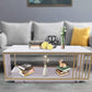 MFurn Nordic 2-Tier Storage End Table – Rectangular Coffee Table with Gold Frame