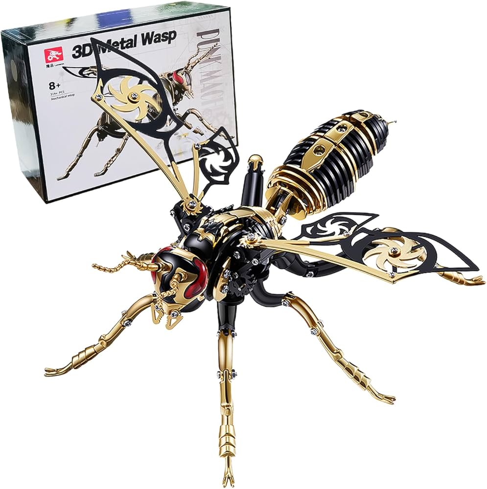 MTech 3D Metal Puzzles, Mechanical Wasp Assembly Model Kit DIY Building Blocks ST/ST For Adults